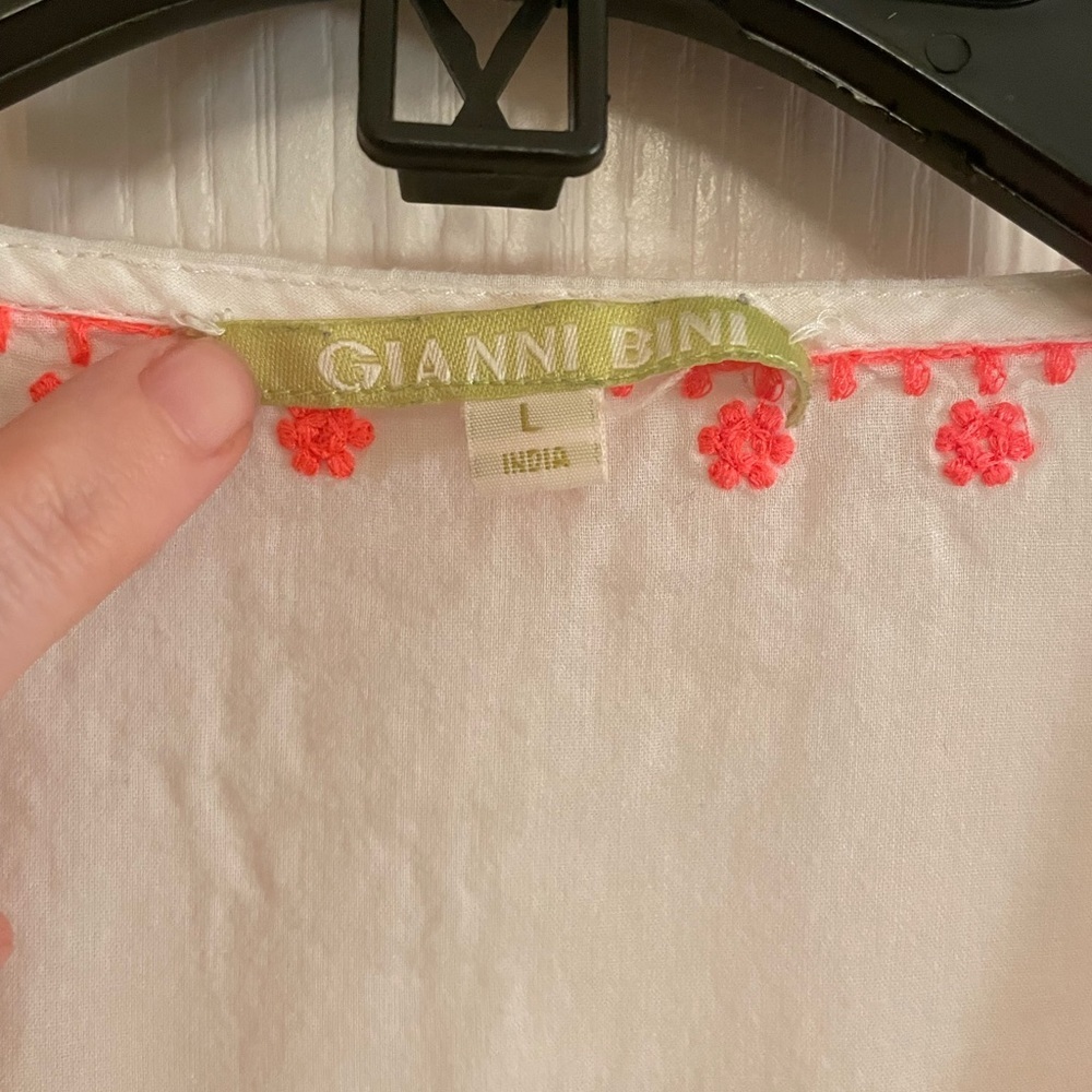 Gianni Bini White Swim Coverup with Coral Embroidery - Picture 5 of 12